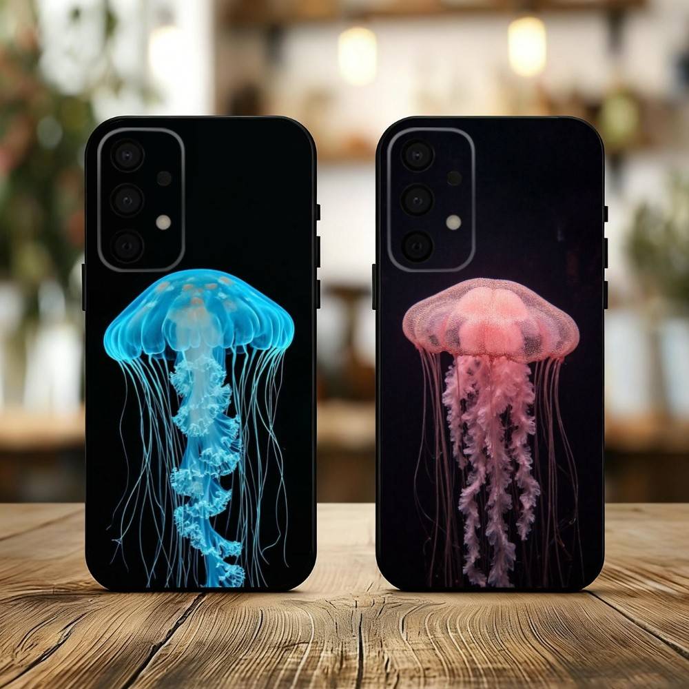 Чехол-наклейка Розовая Медуза Слеза для Samsung Galaxy A73,A72,A71,A70,A53,A52,A51,Другие Мягкий Черный Чехол