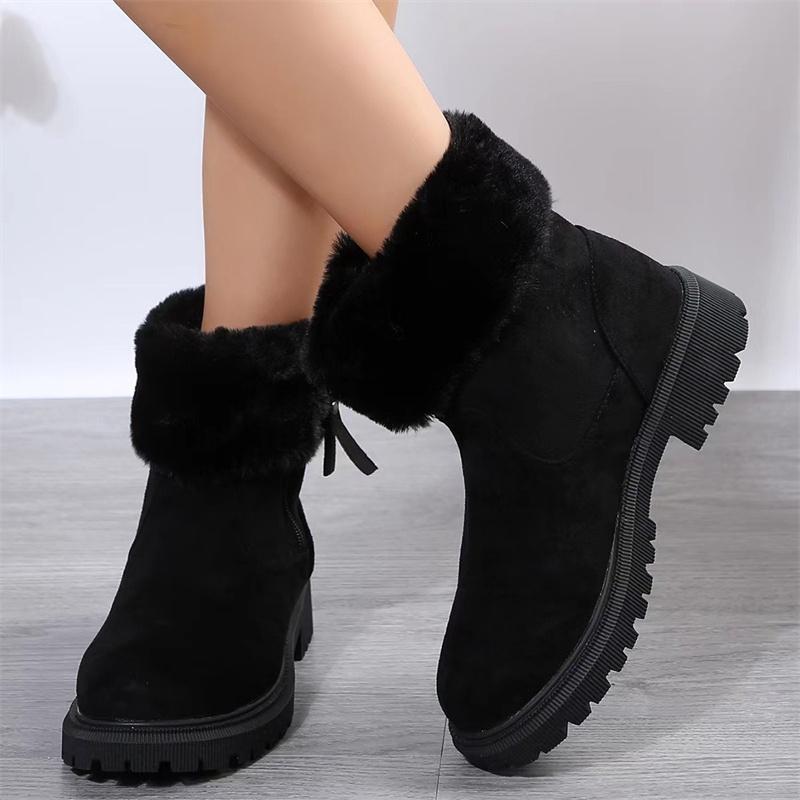 NEW Snow Boots Women 2023 Winter Warm Fashion Designer Platform Boots Non-slip Short Plush Flats Suede Shoes Mujer