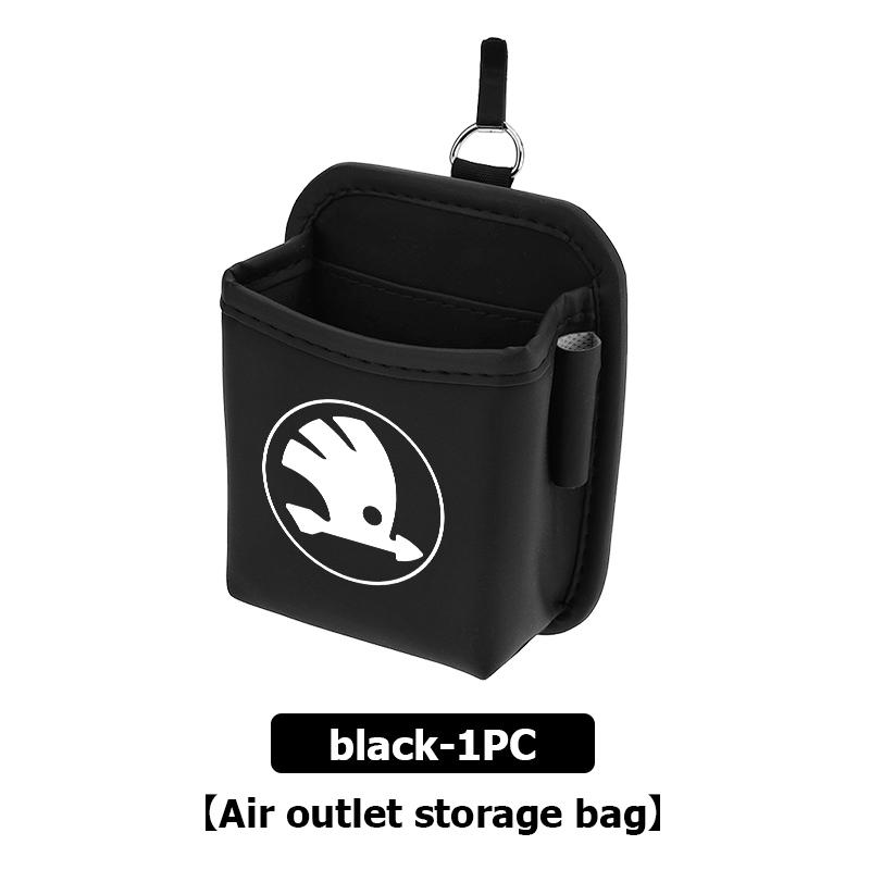 AAABT1 For Skoda Car Air Outlet Storage Box Hanging Phone Lipstick Lighter Organizer Bag Holder Rapid Octavia Derivative Enyaq-iV