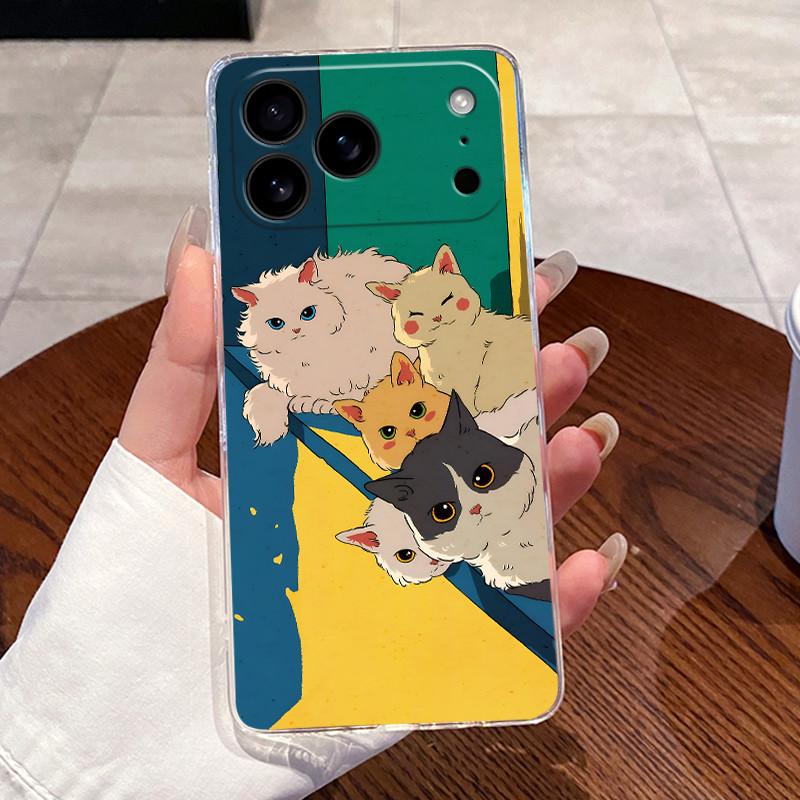 Case For iPhone 17 Air 17 Pro 17 Pro Max Aesthetic Cute Cat Astronaut Transparent Cover For iPhone 17 Air 17 Pro 17 Pro Max Capa