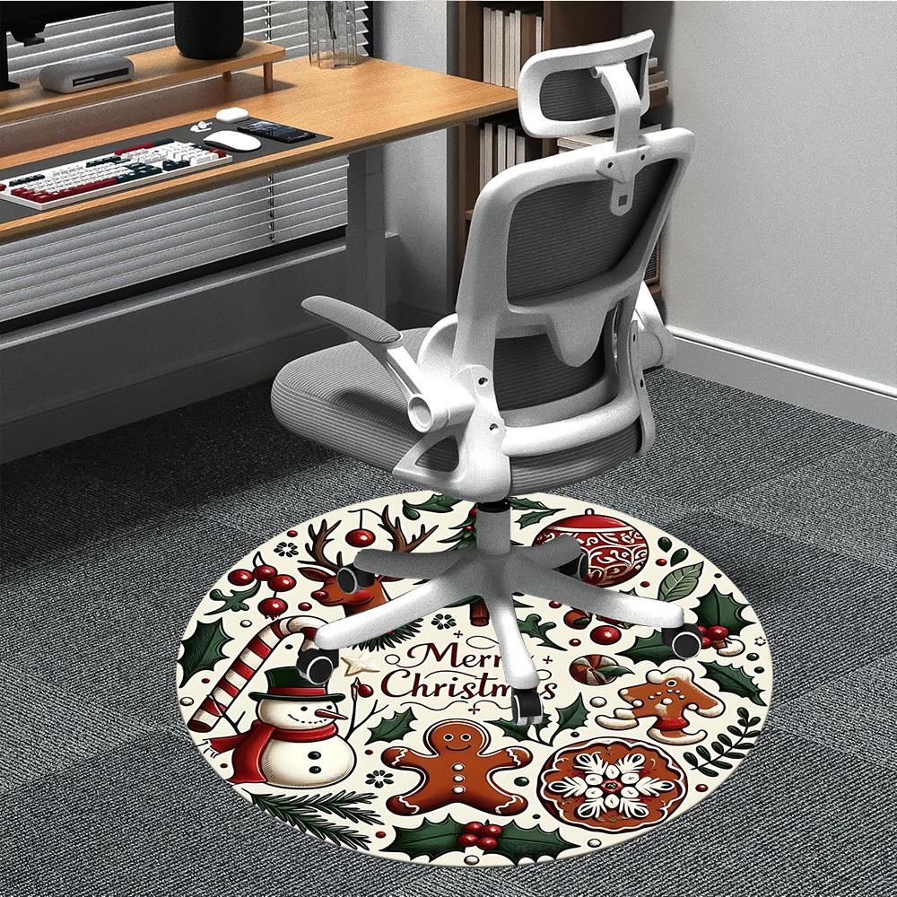 1pc Christmas Decorations Office Round Area Rug, Under Office Chairs Bedroom Living Room Home Decor, Room Deco