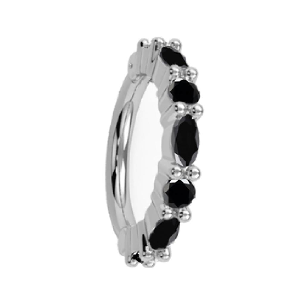 Серьга-кольцо сегментный кликер с шарниром из титана G23 с фианитами для хряща уха, носа, септума, пирсинг