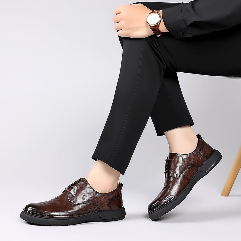 Деловая повседневная кожаная мужская обувь из натуральной кожи Оксфордские туфли для мужчин Туфли на плоской подошве