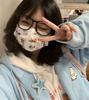 Harajuku Kawaii розовая толстовка на молнии женская милая милая мультяшная бежевая кофта с капюшоном оверсайз корейский флисовый девчачий синий топ