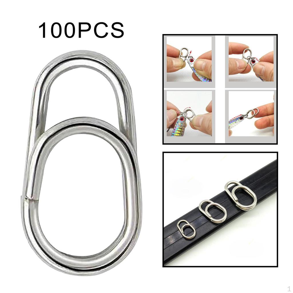 100 шт. разъемные кольца для рыбалки, разъемы овальной формы, высокая прочность для пресноводной и соленой воды
