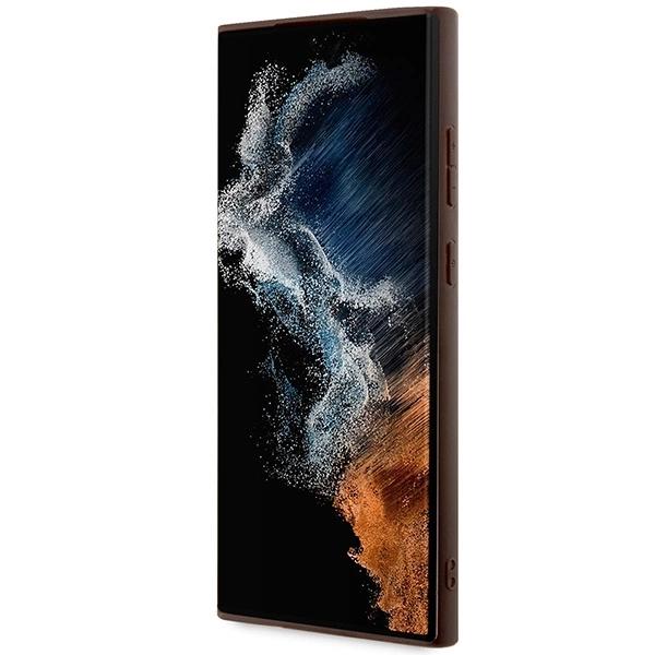 Guess Чехол Magsafe из кожи и металла с логотипом 4G для Samsung Galaxy S24 Ultra - коричневый
