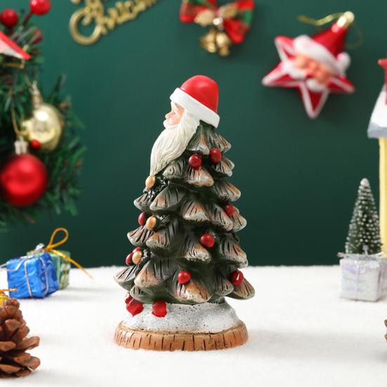 Мини-фигурка рождественской елки, Санта-Клаус, верхушка для рождественской елки, статуэтка из смолы, скульптура для дома и офиса