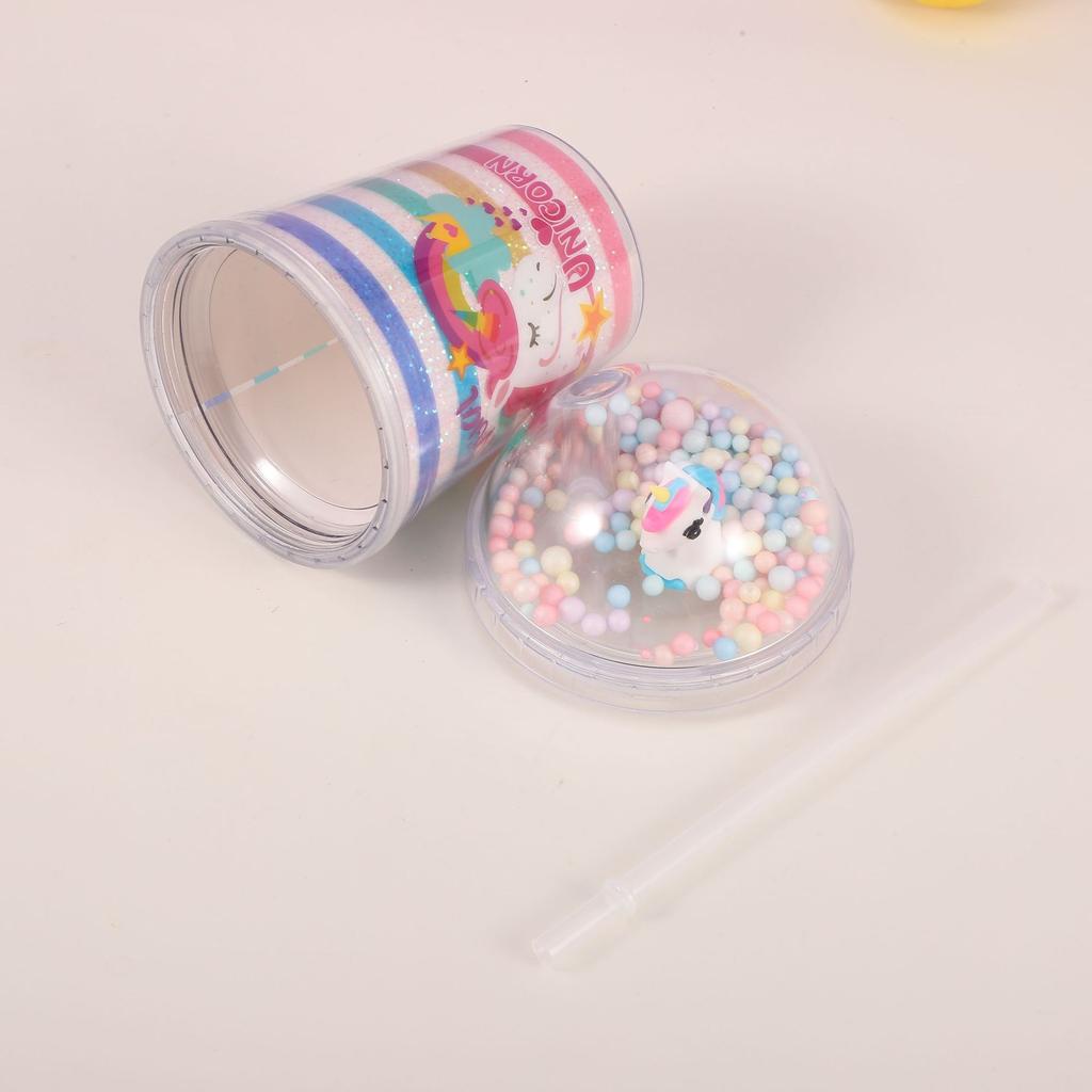 Новая пластиковая чашка для воды с единорогом, летняя детская соломенная чашка для пары, милая креативная портативная портативная чашка, кукольная чашка