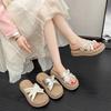 Fashion Pearl 2025 Summer Outer Wear Thick-soled Korean Version Muffin New Sandals Cool Slippers Women's Cross with Beach Slippers