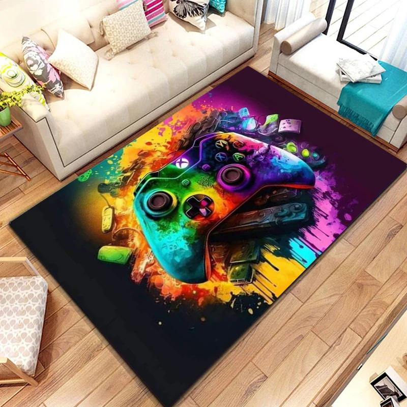 Ковер для геймера, забавные черные коврики для игрового контроллера для детей, мягкий ковер для комнаты, игровой аниме, коврик для стула геймера, большой ковер для гостиной, для мальчиков