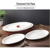 Очень большая утолщенная овальная белая керамическая тарелка для приготовления рыбы на пару для ресторанов