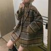 2025 Autumn/Winter Korean Plaid Woolen Coat for Petite Women - Trendy Medium-Length Tweed Design