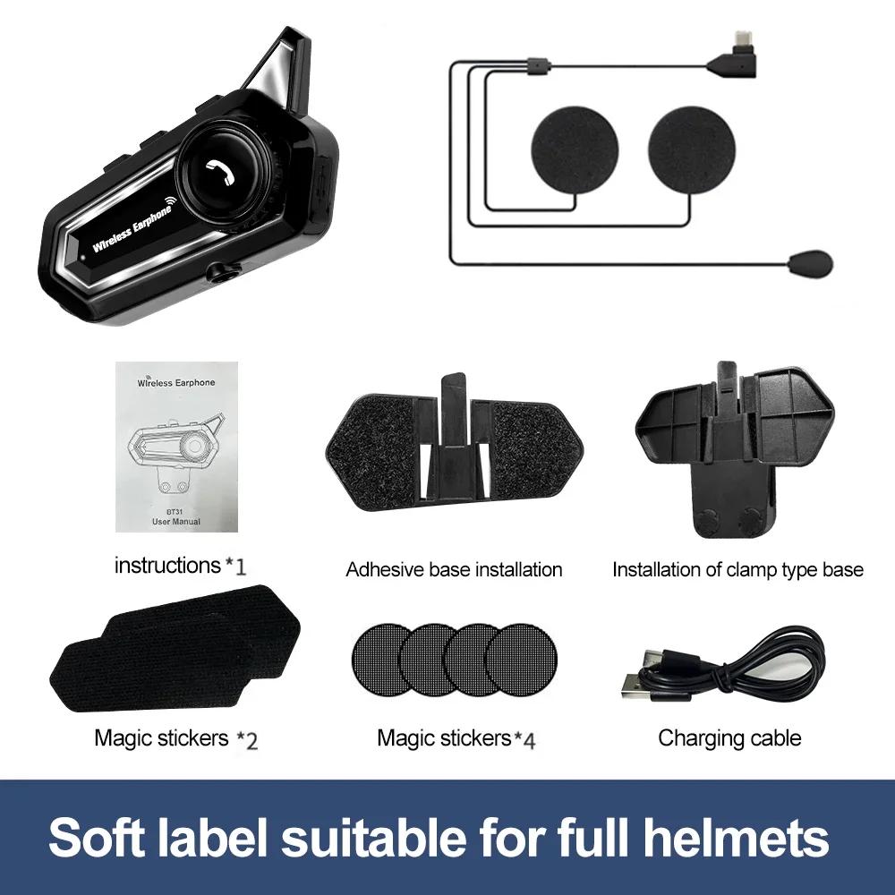 Kebidumei BT31 Motorcycle Helmet Headset Bluetooth Hands Free Call Ip65 Waterproof 500mAh with CVC intelligent Noise Reduction