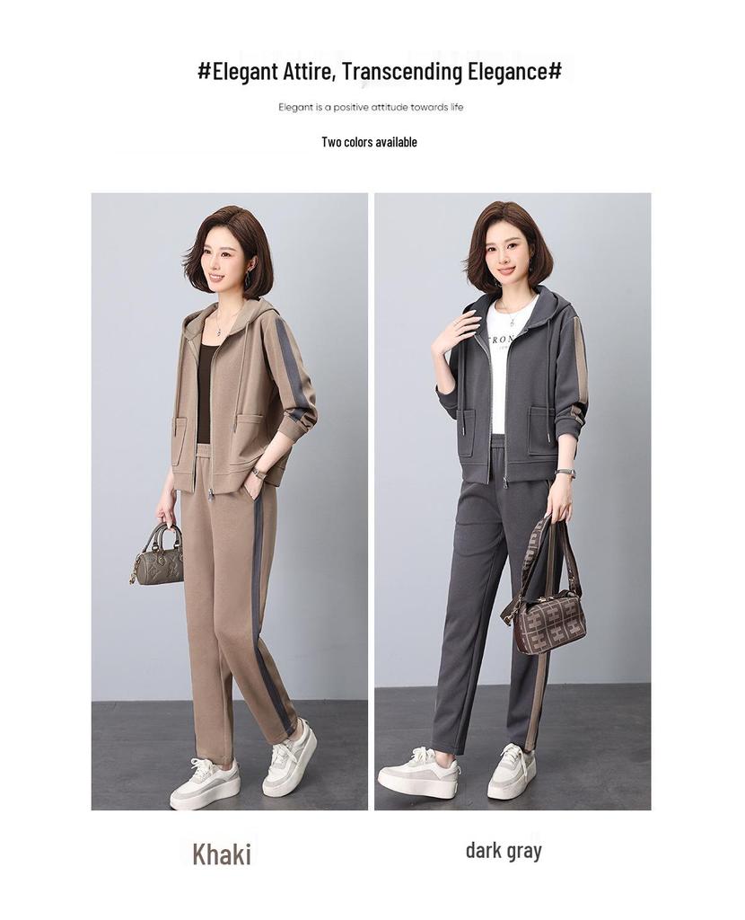 Женский спортивный костюм кэжуал высокого класса - Модный свитшот-двойка Весна/Осень 2024