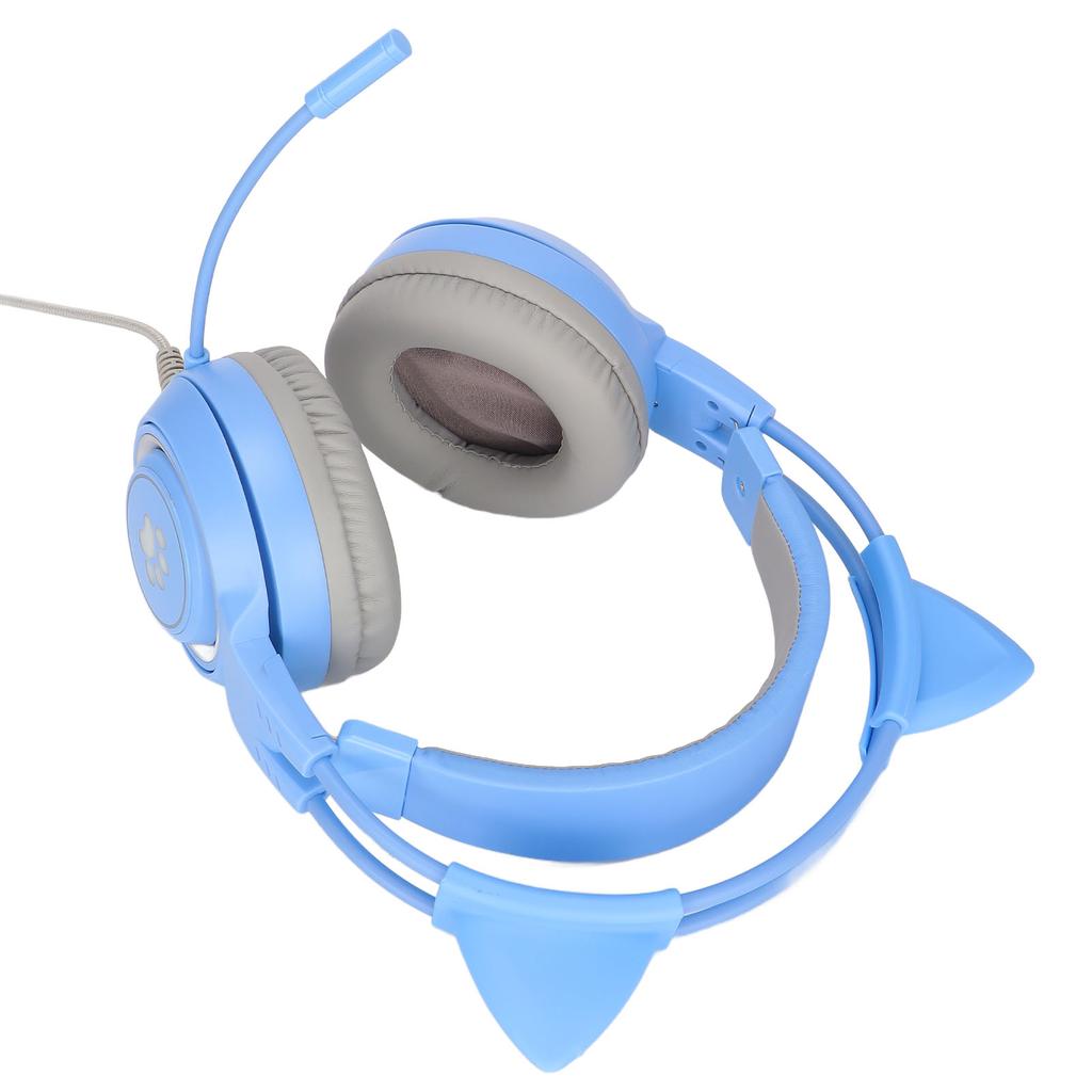 Игровая гарнитура SY 5 с кошачьими ушками, USB+3.5мм штекер, игровая гарнитура, поддержка регулировки громкости, микрофон (розовый )