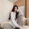 White Thin Lazy Style Round Neck Long Sleeve T Shirt Women Summer Loose Slimming Casual Versatile Sun Protection Cover Up Top