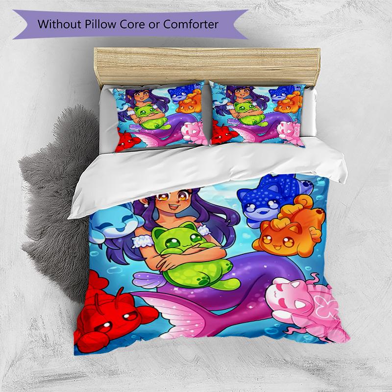3pcs Anime A-AphmauS Design Cover Set - HD Printed Bedding with 1 Cover and 2 Pillowcases - Perfect for Home and Dorm Decor