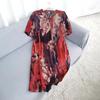 Hangzhou Silk Dress Middle-Aged and Elderly Women's Silk Dress Print Loose Tummy Hiding Slimming