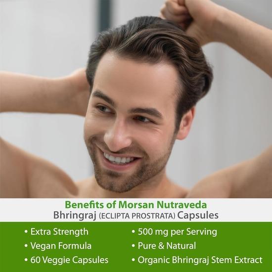 Morsan Nutraveda Bhringraj (Eclipta Prostrata) Extract Capsule | 60 X 500 Mg. Veg Capsules | Helps Nourish Hair, Supports Liver Function (Pack of 2)