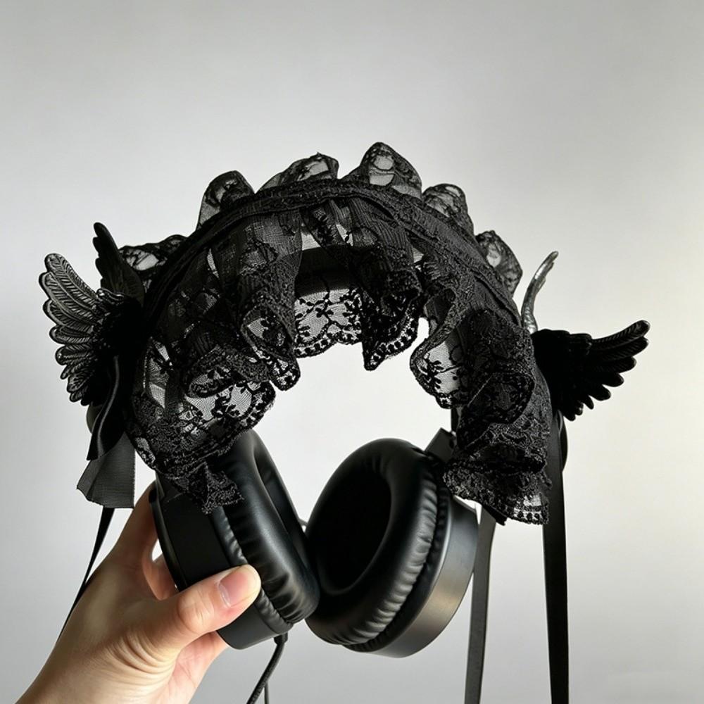 Ribbon Bowknot Cosplay Headdress Lace Hair Band New Lolita Wing Angel Headband  Hair Accessories