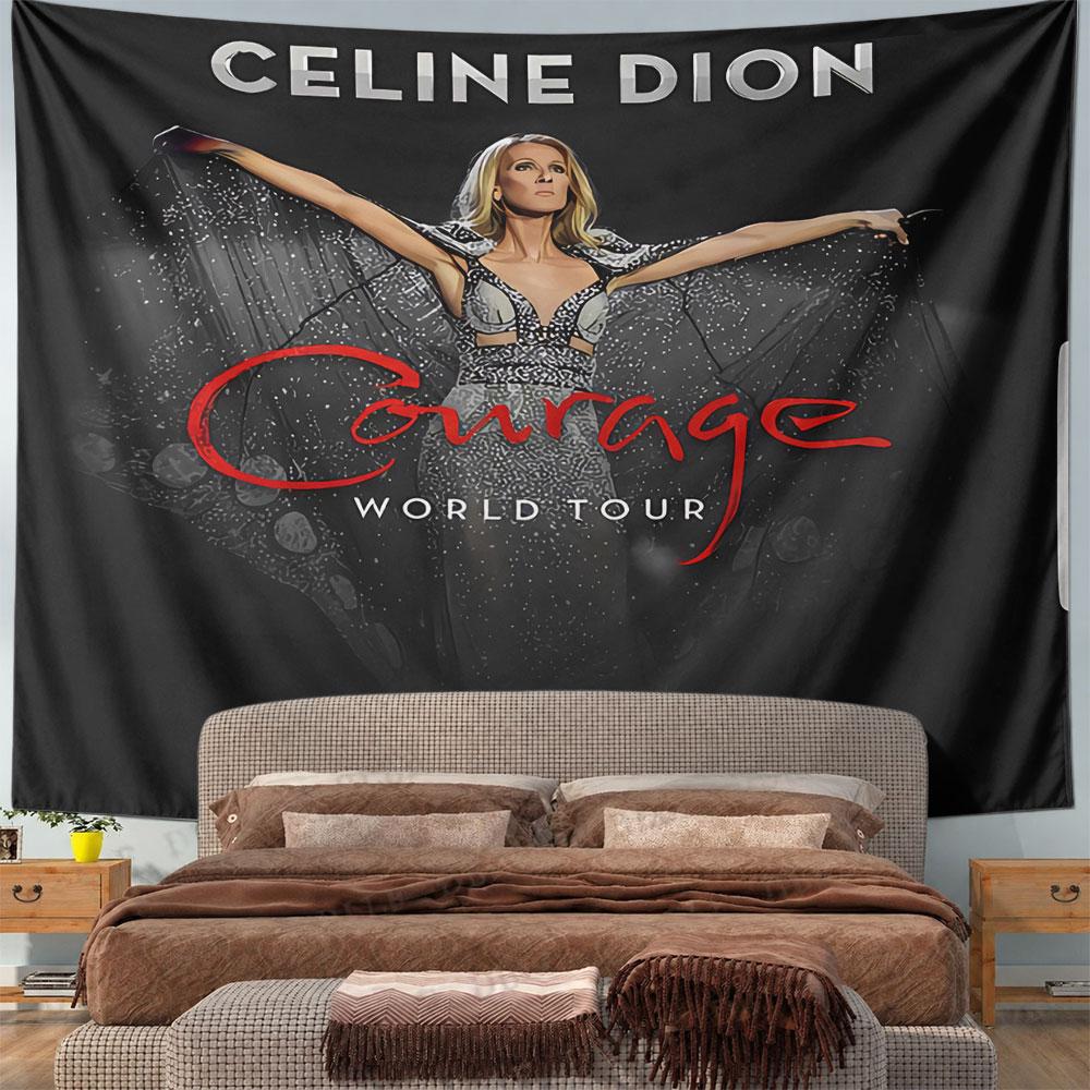 Гобелен на стену, настенное панно, плакат с концерта Celine Dion Courage Tour, Декор для спальни, комнаты в общежитии