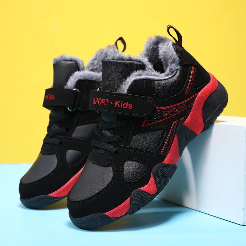 2025 Winter Children's Non-slip Waterproof Padded and Thickened Warm Shoes Children's Cotton Shoes Sneakers Shoes for Elementary School Students