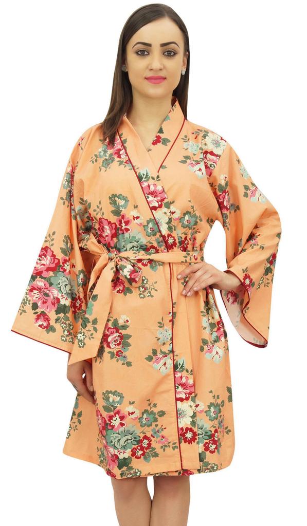 Bimba Women's Full Sleeve Kimono Robe With Belt Floral Print Cover Up