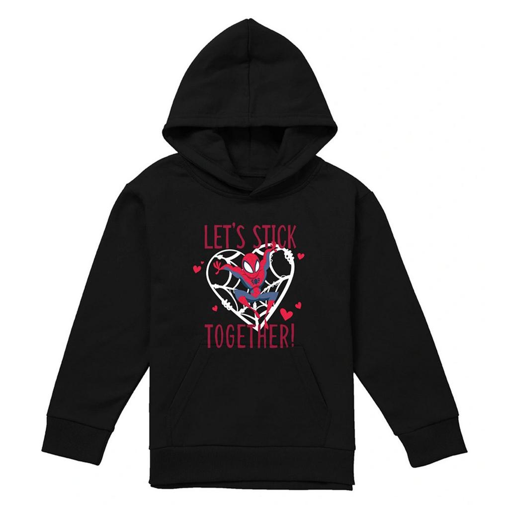 Spider-Man Childrens/Kids Let's Stick Together Pull Over Valentine`s Day Hoodie