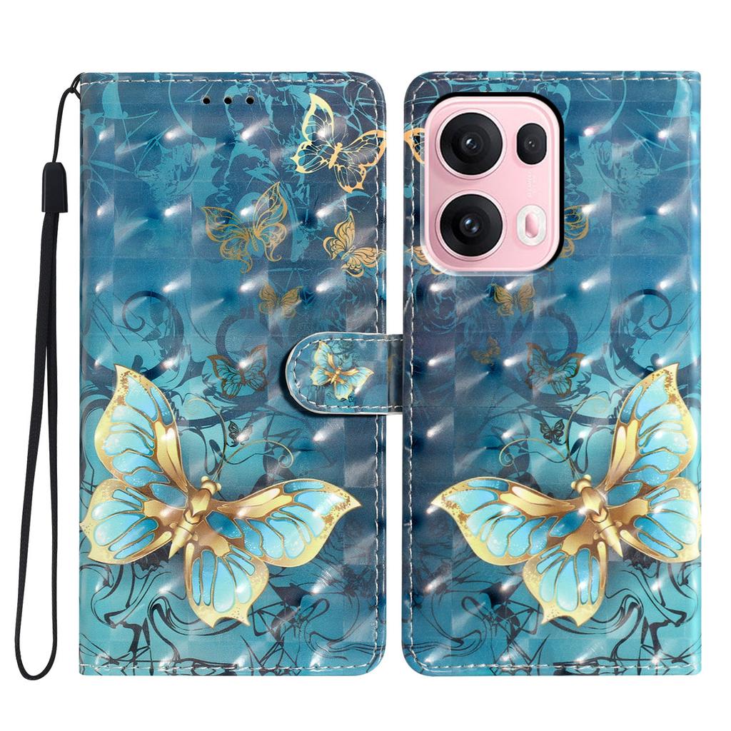 3D Pattern PU Leather Phone Wallet Case for Oppo A58 A38 A18 A57 A94 A17 A76 A36 A96 Reno8 Find X5 Reno7 A74 A54 A93 A78 Realme C61 C63 Realme 14 Pro