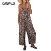 Летний женский комбинезон, повседневные брюки без рукавов с леопардовым принтом, вставные карманы, свободные подтяжки, цельные брюки