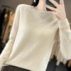 Women Knitted Sweater Round Neck Long Sleeve Ribbed Trim Pullover Sweater Solid Color Loose Hem Knitwear