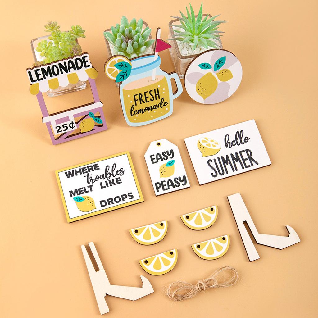 1 комплект, деревянный лимонный стиль, многоуровневый поднос, декор, изделия из дерева, украшения, принадлежности для фестиваля, праздника, Нового года, вечеринки, фон