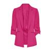 Women Suit Coat Turn-down Collar Long Sleeve Pockets Suit Jacket Solid Color Open Front Office Lady Business Outwear