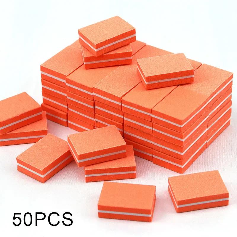 50pcs lot Mini Nail File Blocks Colorful Sponge Nail Polish Sanding Buffer Strips Double-sided Nail Polishing Manicure Buffers