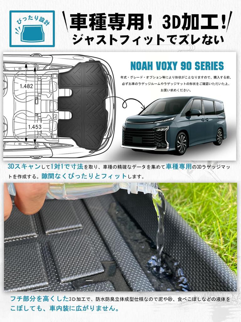 Ruiya Складной коврик для багажника для нового Toyota Noah 90 Voxy 90 серии Багажник 3D Багажник TPE Легко в багажник Новый Noah 90 серии Индивидуальная моющаяся серия,