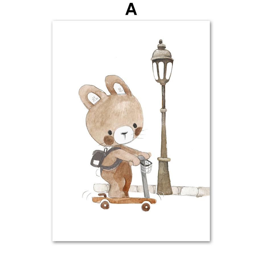 Бохо Лев Кролик Медведь Слон Сова цветок настенная живопись холст картины постеры и принты мультяшные картинки для декора детской комнаты