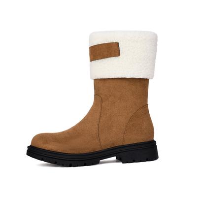 Krazing Po Флок Мех Сохраняют Тепло Зимние Круглые К Ковбойским Сапогам Размер 43 Массивные Каблуки Ботильоны