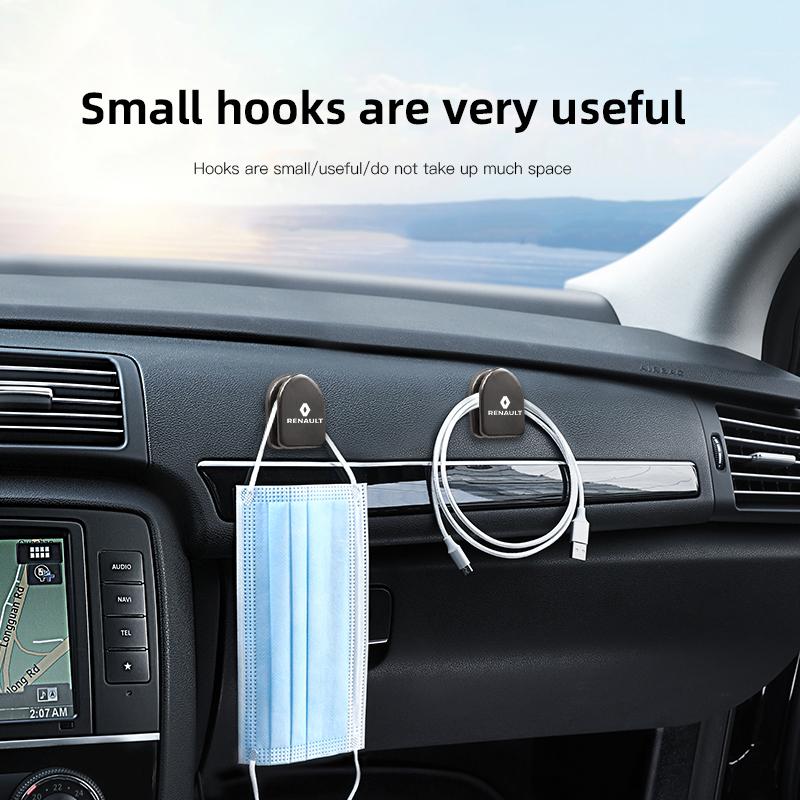 Car Hooks Mini Storage Hook Metal Laser Logo Hook For Renault Clio Sandero Captur Megane R5 4 E-tech Scenic Austral Rafale QM6 S111
