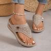 Bright Brick Sparkling Solid Color Round Head Thick Bottom Fashionable Hollow Out Wearing Herringbone Sandals Women