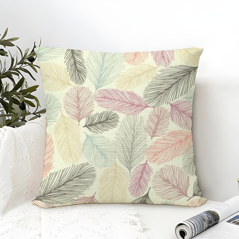Light Beautiful Feather Pattern Pillow Case linen pillow case sofa home decor cushion cover cushion cove