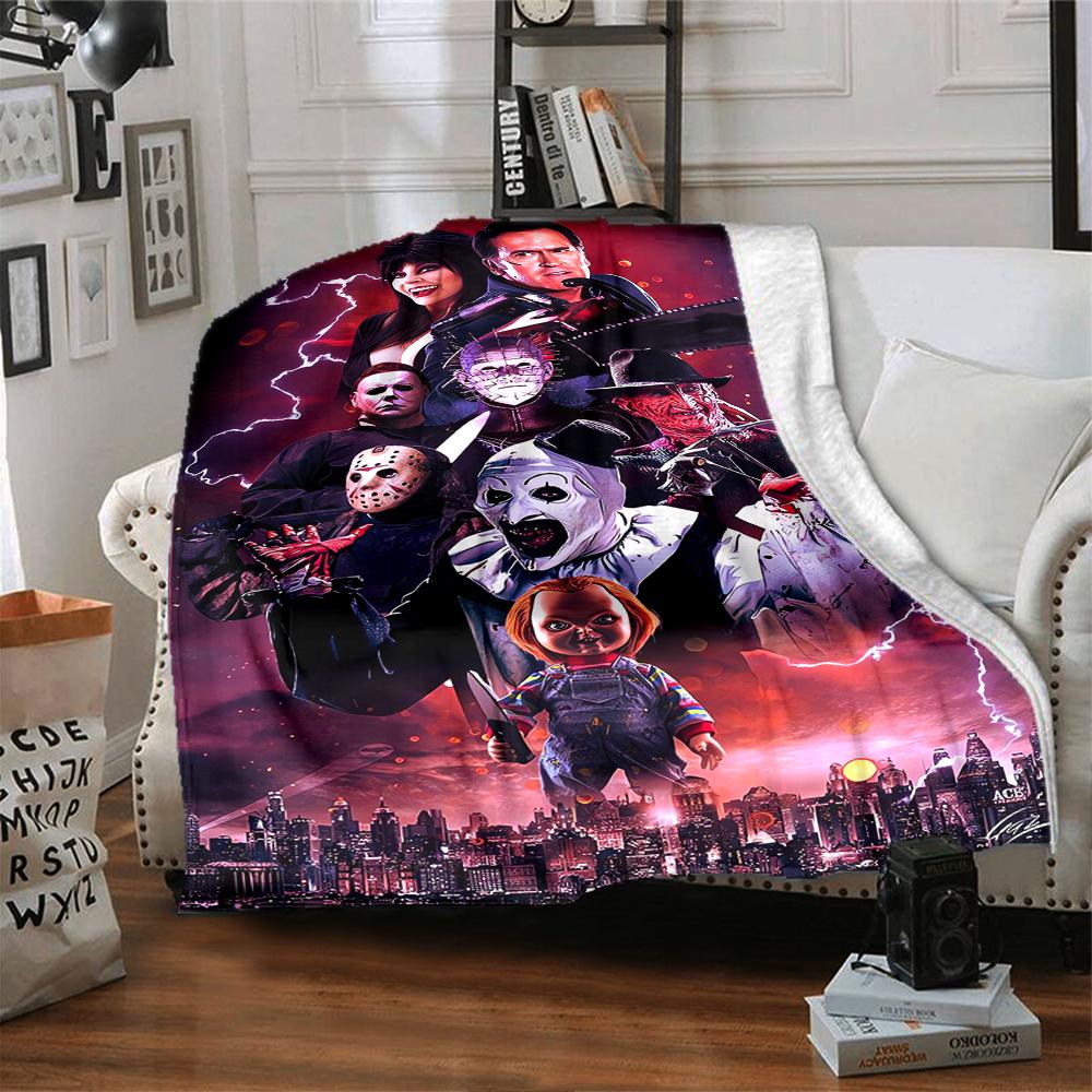 1Pc Horror Puppet Scene Blanket For Couch Bed Plush Cozy Fuzzy Blanket Super Soft Warm Blankets For Fall And Winter 0918141