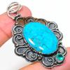 Natural Tibetan Turquoise,Diopside Stone 925 Sterling Silver Pendant 2.64" M3b97