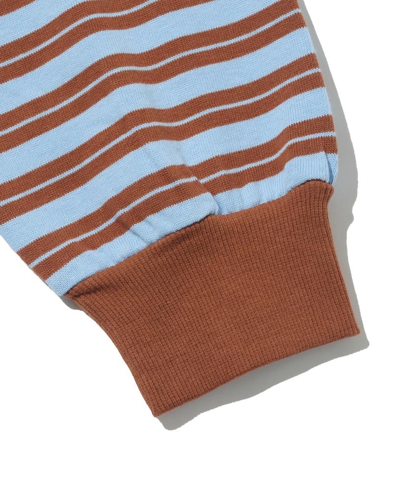 TAILOR STUDIO Oxford Striped Collared Long Sleeve Tee (Brick/Blue)