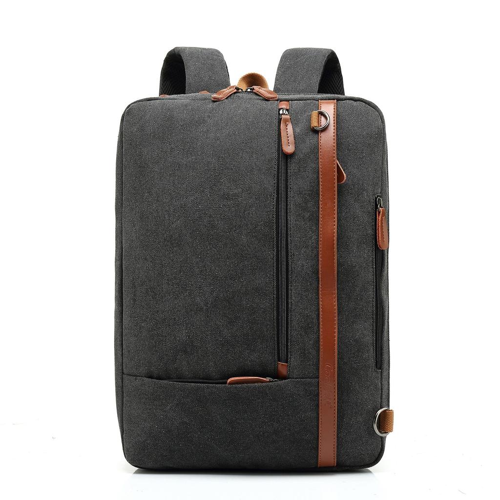 Men Backpacks Cool Bell Nylon/Canvas Male Backpack &Shoulder Bag& Messenger Bag& Handbag 15.6/17.3 Inch Black/Gray CB-5506