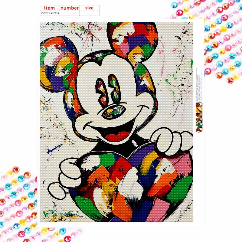 Disney Diamond Painting Set Classic Colorful Mickey Home Decor Craft, Perfect Handmade DIY Gift Idea