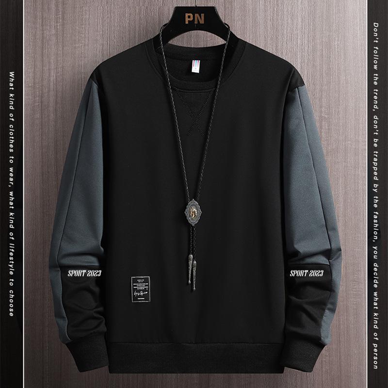 Толстовки с круглым вырезом Весна и осень Мужская толстовка Пуловер Круглый вырез Толстовка Мужская Лоскутная Длинный рукав Низ Свободные топы