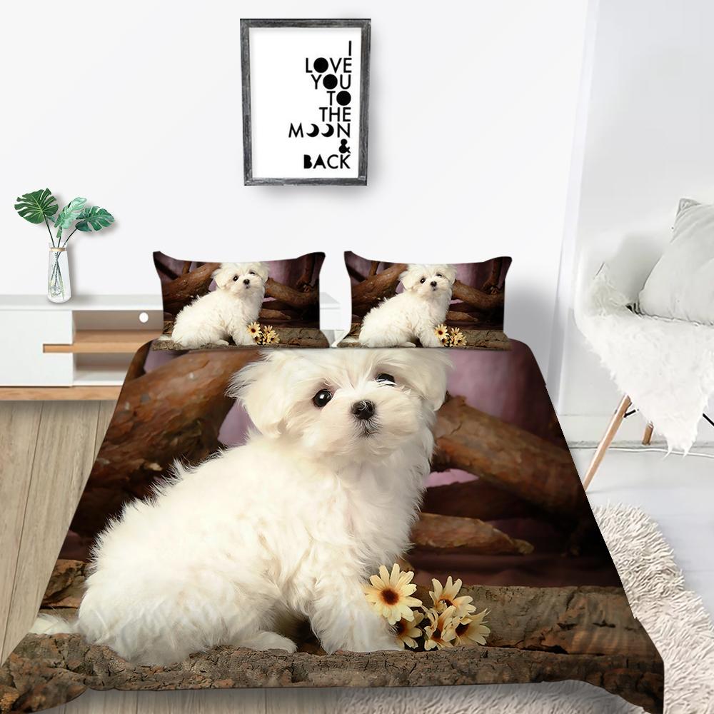 Пододеяльник для домашних животных с 3D принтом собак, комплект постельного белья, креативный домашний текстиль, покрывала из микрофибры для мужчин и женщин, покрывала King Size