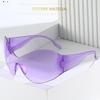 Trendy Rimless UV400 Protection Shades Black Sun Glasses Oversized Futuristic Sunglasses Wrap Around Y2K Sunglasses
