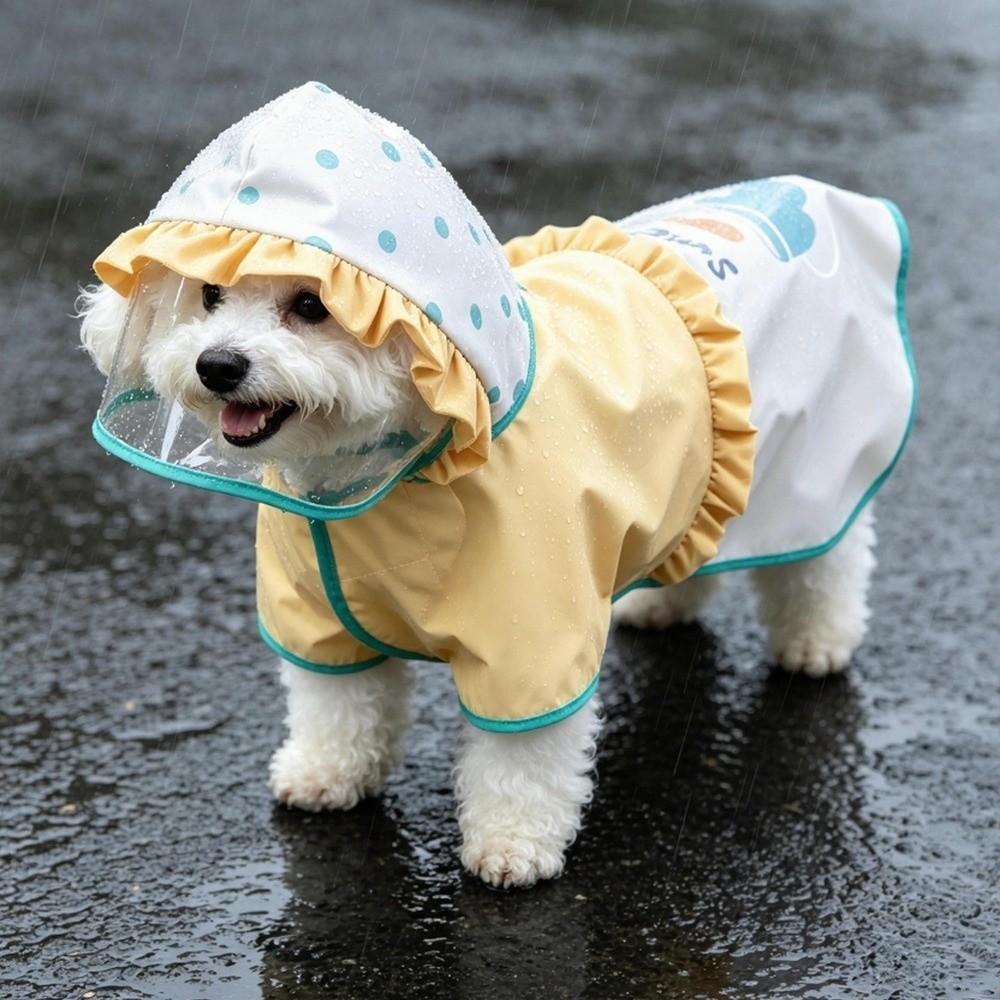 With D-ring Dog Hooded Raincoat Adjustable Pet Poncho Protective Dog Rain Cloak  Travel