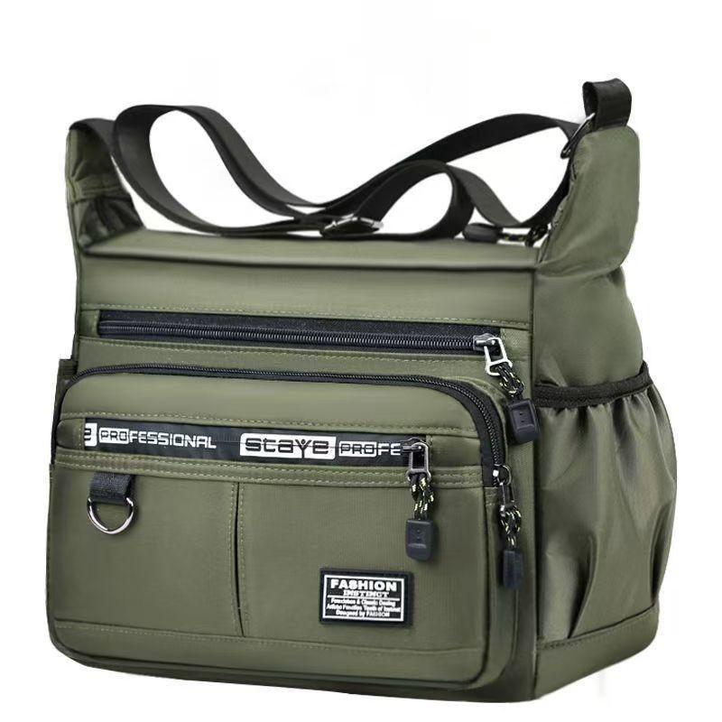 Men's cross-body bag with multi-layered pockets, adjustable shoulder strap, business single-shoulder bag
